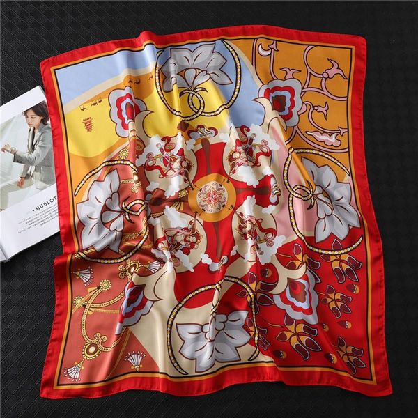 

scarves 2021 silk bag scarf fashion print shawl and wraps square women bandana neckerchief female hijab lady hair, Blue;gray