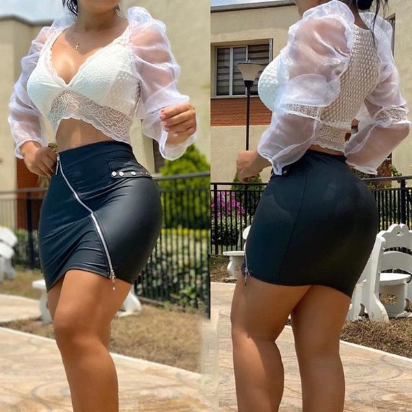 

skirts 2021 half skirt summer ladies mini zipper design black bottom high waist