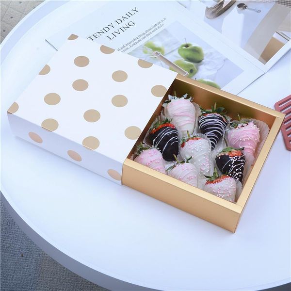 

gift wrap 10pcs red/golden dot white/silvery lattic box biscuit chocolate candy cake pastries package square flat bottom paper