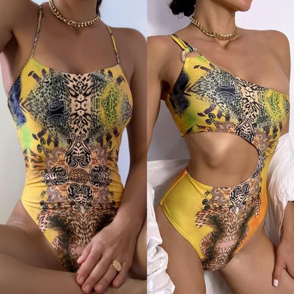 

one-piece suits 2021 printed leopard women one piece swimsuit wild style bodysuit summer beachwear swimwear bathing suit