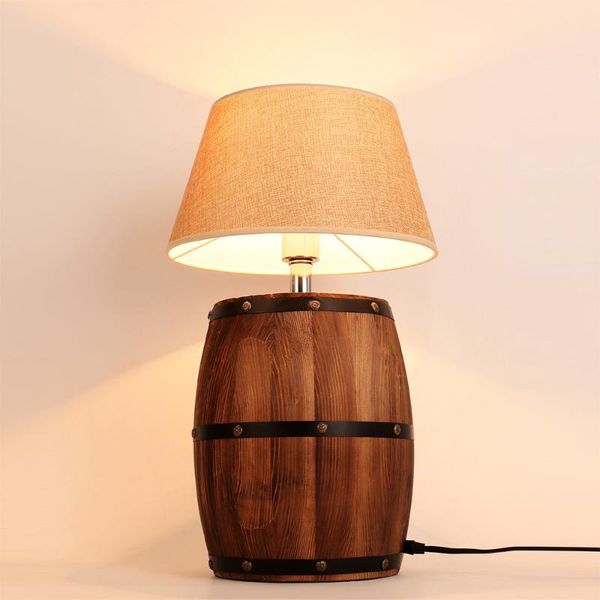 

table lamps european retro industrial decorative bedside wine barrel lighting lamp e27 led bedroom restaurant bar creative night light