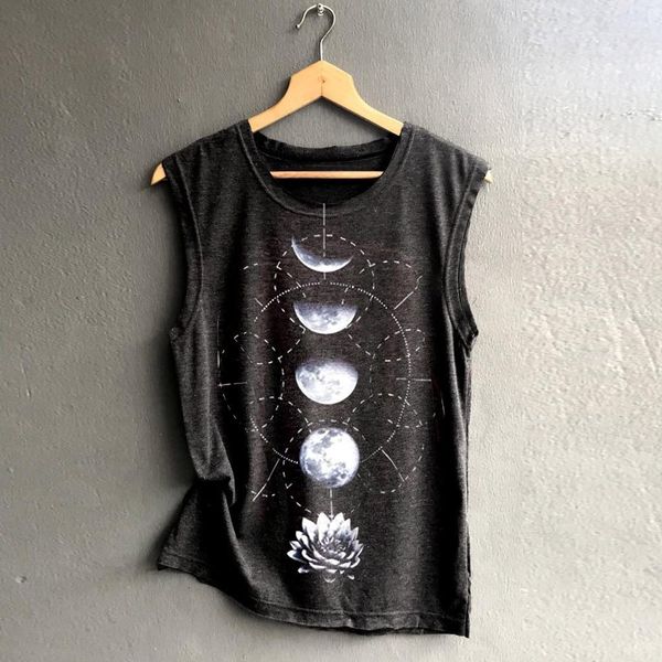 

15 summer universe print loose women sleeveless pullover tunic plus size clothes, White