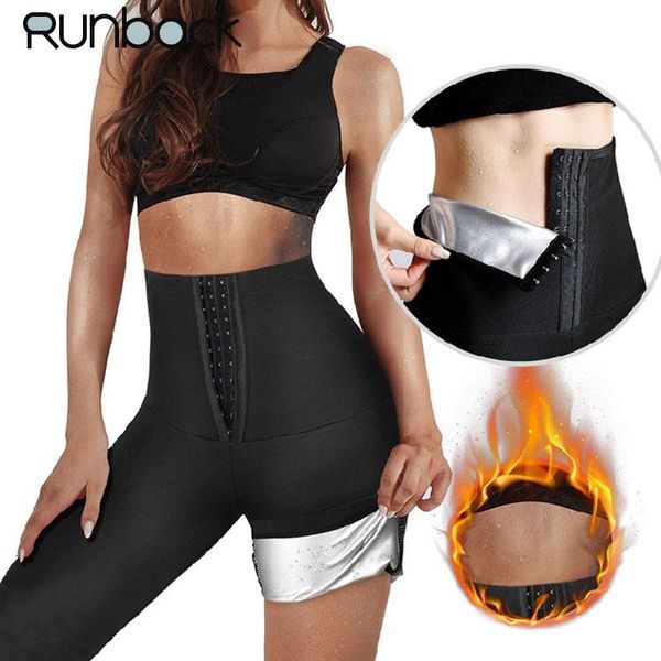 

ruback sweat sauna pants body shaper slimming stretchy waist trainer legging tummy control fitness leggings workout suits women's shape, Black;white