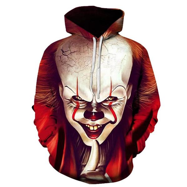 

men's hoodies & sweatshirts 3d all over printed brick clown creative round neck hoodie funny oversized, Black