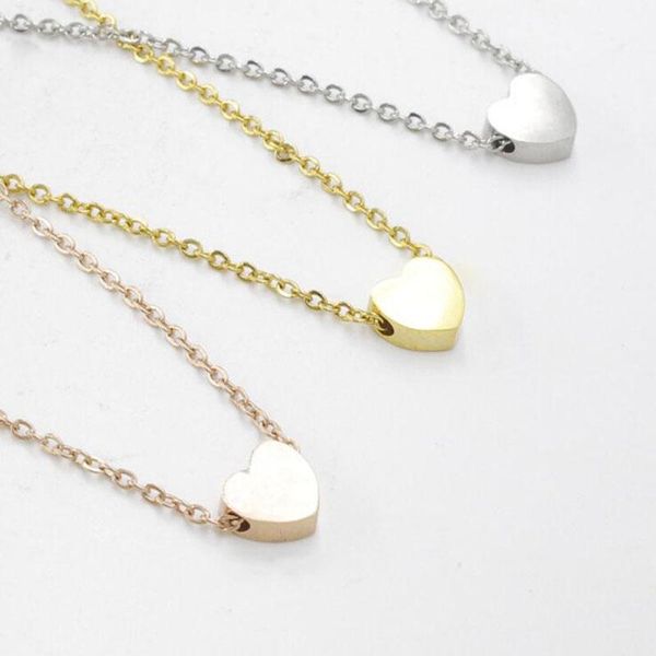 

pendant necklaces 100% stainless steel miorror polishing heart shaped necklace for jewelry diy making women gift 3 colors 45cm one piece, Silver