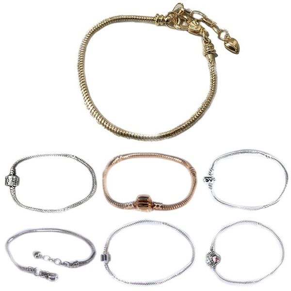 

hand catenary diy accessories with panjia style 3mm basic snake bone bracelet lobster clasp chain plated kc gold silver white k, Black