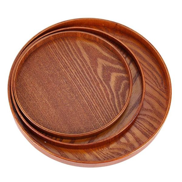 

kitchen storage & organization round natural tray el food dishes wood plate restaurant fruit brown diameter 27cm