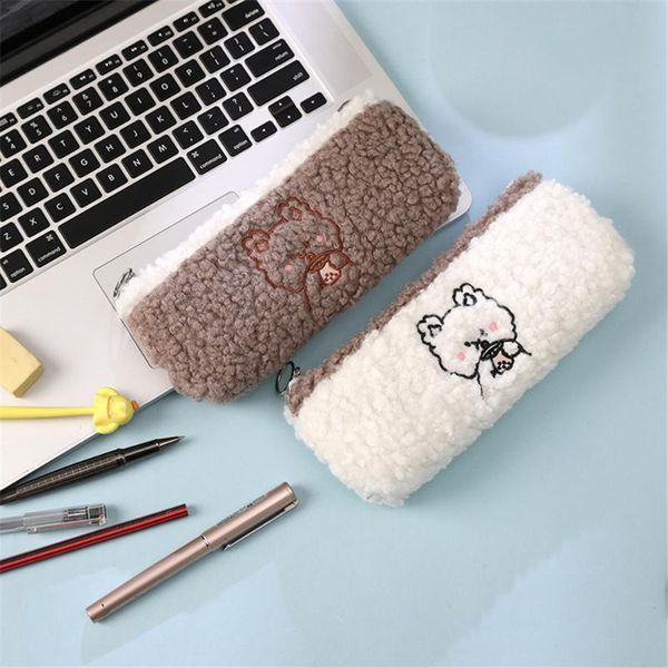 

pencil bags soft plush cute cartoon case kawaii stationery portable korea fabric pen box pouch school office stationary supplies