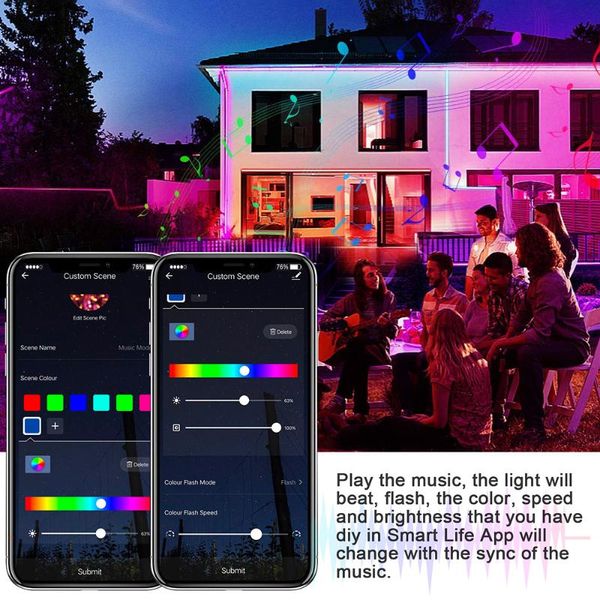 

strips music light strip water-proof moisture-proof colorful changing with remote control & built-in mems microphone