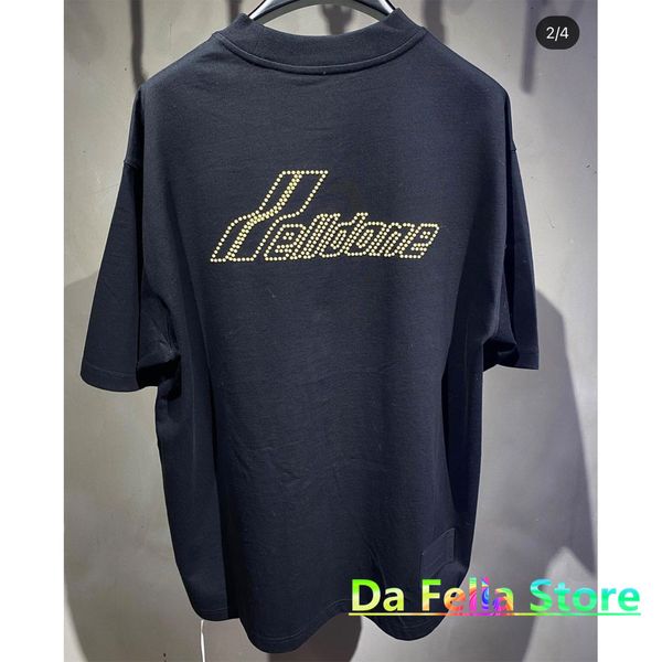 

oversize we11done yellow pearl logo t-shirt men women 11 welldone korean casual tee short sleeve, White;black