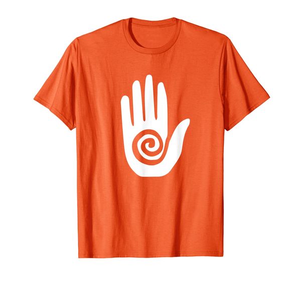 

hopi hand magical healer's hand ethnic symbol t-shirt, White;black