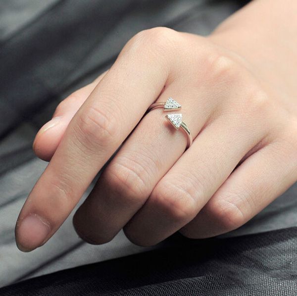 

mrs. yu jewelry fashion simple double arrow triangle opening ring female, Silver