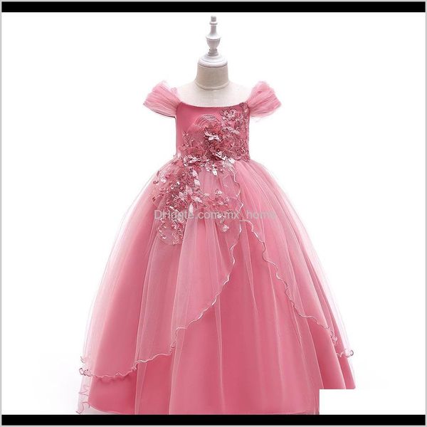 2021 Designer Casual Pink Princess Wear For Wedding Fiore ricamato Evcnp Girls Wqnab