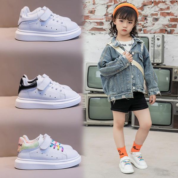

sneakers children casual white shoes girls boys genuine leather sports breathable student toddler flats kids comfortable 02a athletic & outd, Black