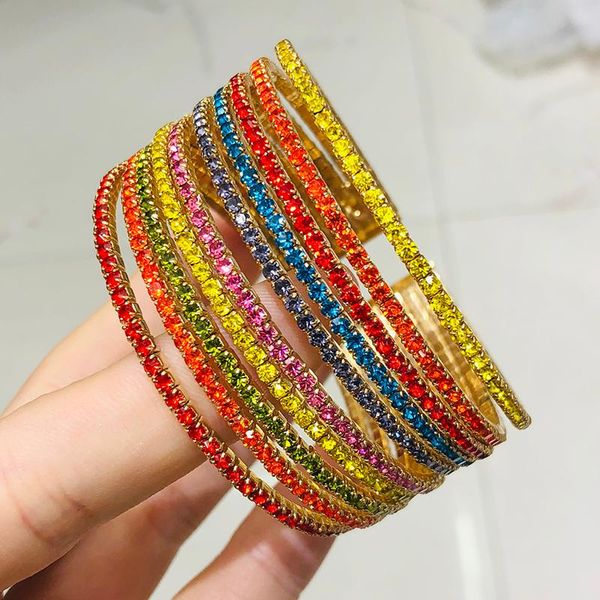 

bangle fashion gold sparkling rhinestone crystal charm for women wedding party jewelry bracelets girls, Black