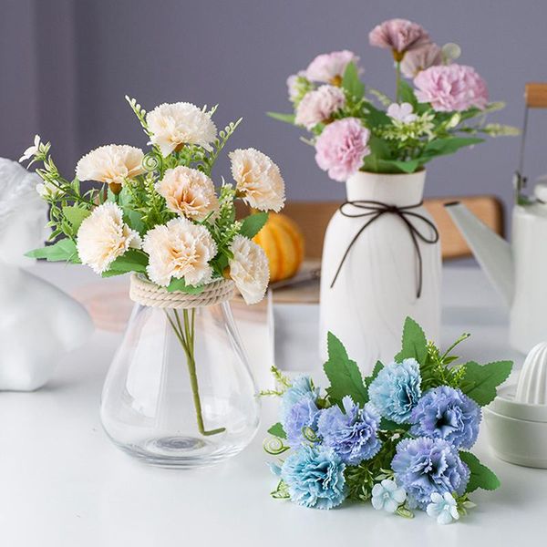 

decorative flowers & wreaths 2 pcs/lot artificial flower carnation table desk decoration fake bouquet wedding banquet floral home room mothe