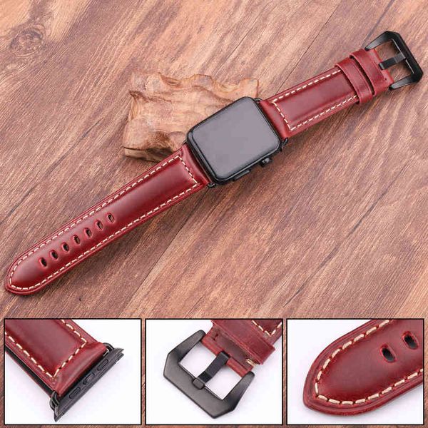 Cinturini HENGRC per cinturini 44mm 40mm Cinturino Apple in vera pelle 42mm 38mm Accessori per orologi Iwatch