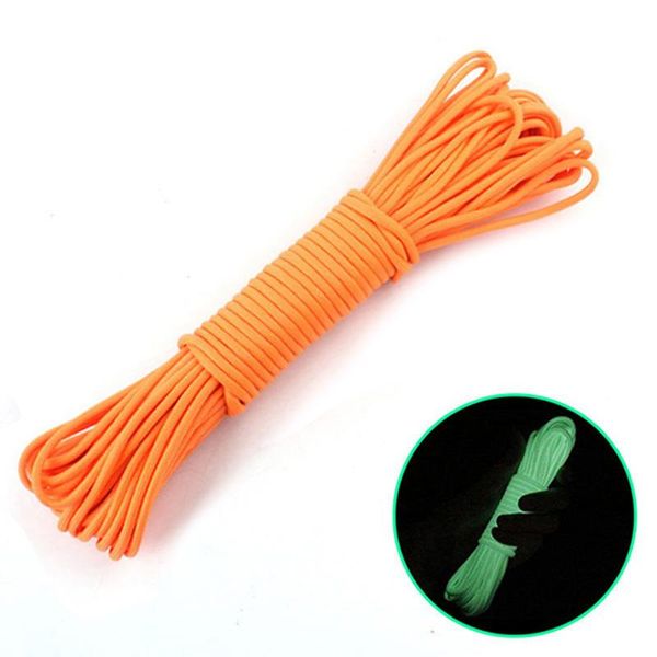 

outdoor gadgets luminous parachute cord lanyard climbing rope paracord 9 strand 20m camping equipment survival buckles tent glow ropes
