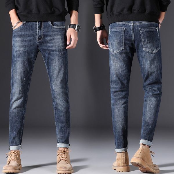 

Jeans spring and autumn 2021 Korean fashion Leggings youth casual men's pants, Blue