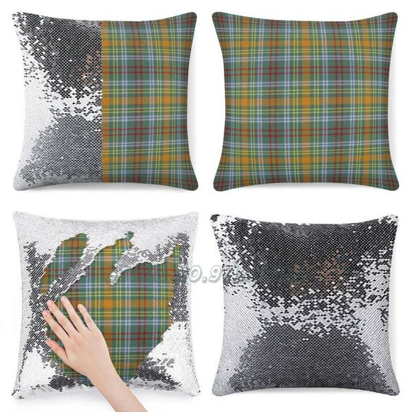 

pillow case o'brien tartan pattern colorful irish plaid magic pillowcase sequins shimmer cover obrien clan brien irela
