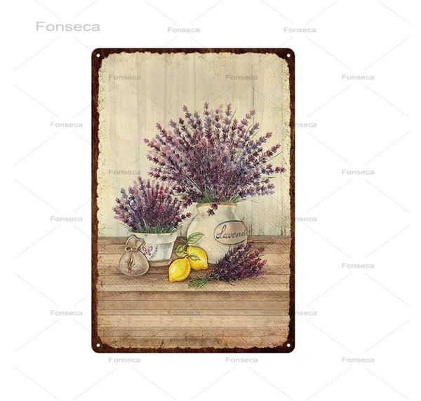 

flower metal poster plaque vintage pink rose lavender metal sign tin sign wall decor for barn room kitchen garage iron paintinga