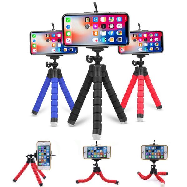 

hooks & rails flexible phone support tripod sponge camera holder mini smartphone stand accessories