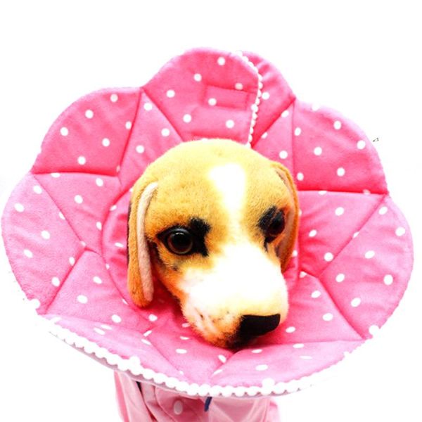 

pet recovery cone neck brace adjustable soft cotton collar cat and dog anti-licking wound pink (s) collars & leads