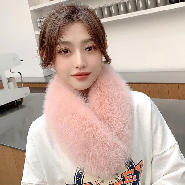 

scarves 2021 winter faux fur scarf for women 70*15cm neck warmer lady wraps warm fluffy shawl outdoor muffler collar white black, Blue;gray