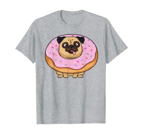 

cute doughnut pug wearing a donuts costume t-shirt, White;black