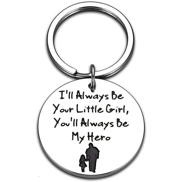 

keychains fathers day gift keychain daddy birthday gifts from daughter christmas for dad i will always be your little girl key chain, Silver