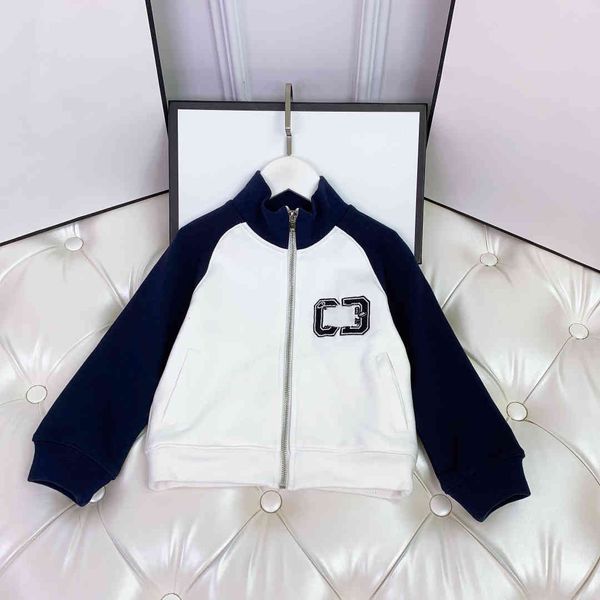 

dr high-end kids jacket new stand collar zip cardigan jacket embroidered logo boys coat, Blue;gray