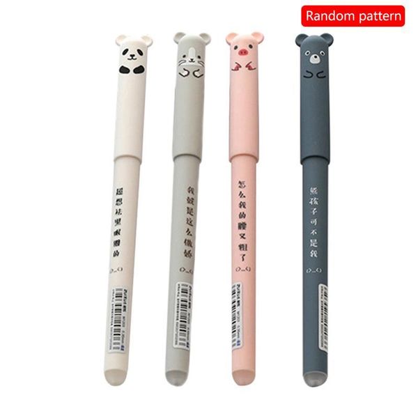 

4pcs black ink cartoon gel pen 0.35mm school office stationery supplies pattern random ballpoint pens, Blue;orange