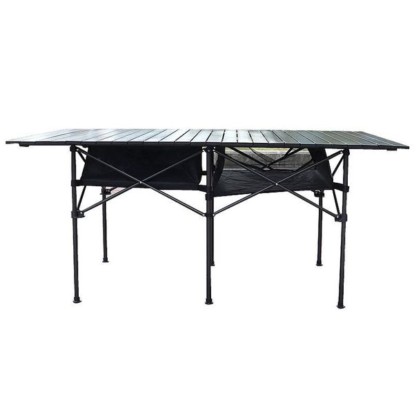 

camp furniture portable black camping barbecue party folding aluminum alloy table with net bag for outdoor park and picnic