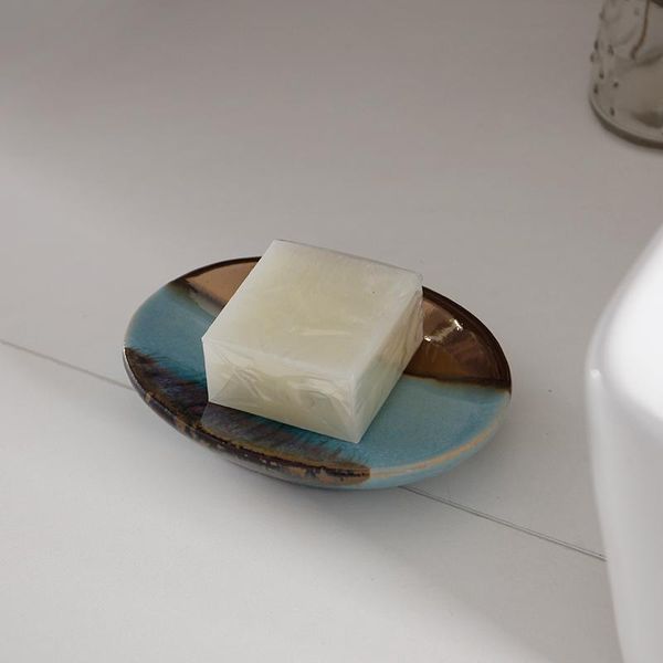 

soap dishes ceramic box household products bathroom decoration antique gold light blue kiln discoloration classical family essentials