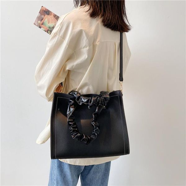 

luxury high sense pleated portable ladies bag 2021 summer simple casual shoulder korean fashion large-capacity tote cross body