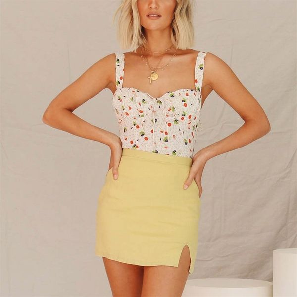 

summer women's casual flower printed bow decorated slim camisole 210430, White;black