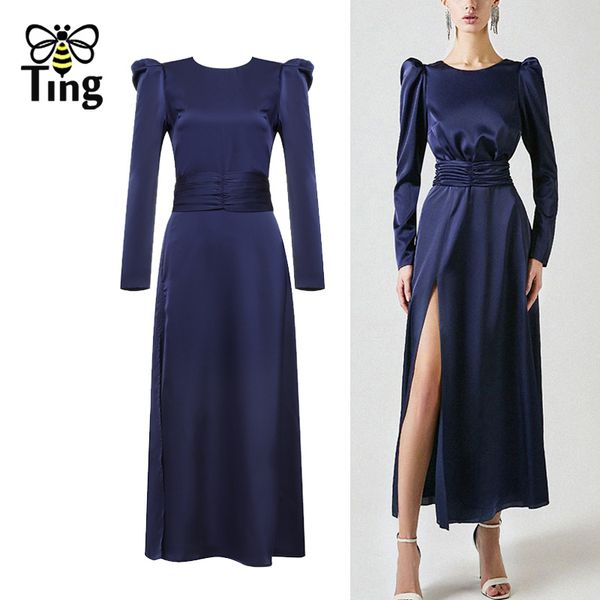 

vintage elegant women back v side split long party dinner dresses retro casual office work dress vestidos za 210513, Black;gray