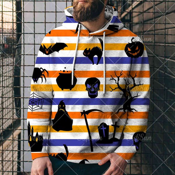 

20213d sweater halloween pumpkin head seri 3d sweater men's loose sports hoodiet4o1, Black