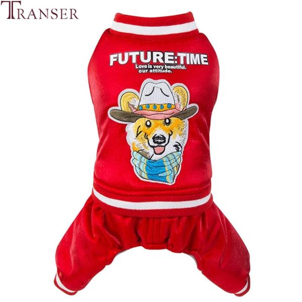 

transer casual sporty red dog clothes winter soft warm pet jumpsuits rompers letter print smal tracksuits puppy clothing 910 apparel