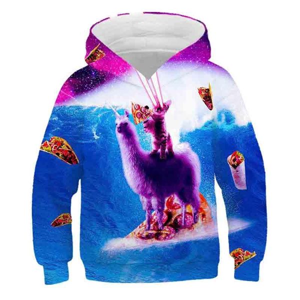 

hoodies & sweatshirts children cute cat 3d printed boys girls cool hoodie kids fashion pullovers clothes 4-14 year old, Black