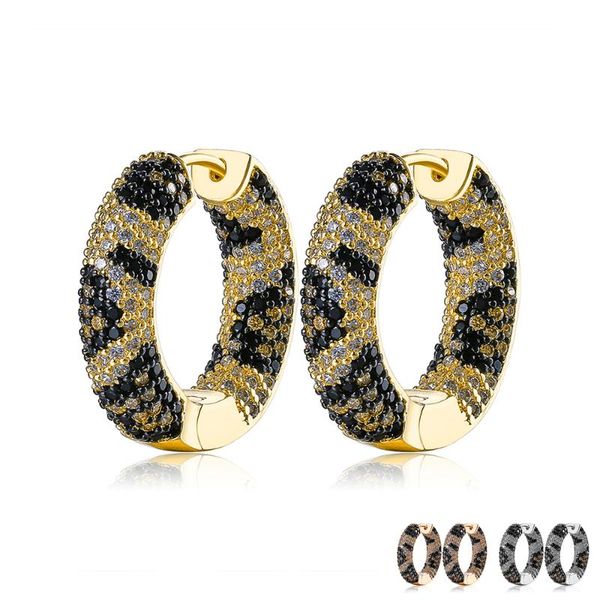 

hoop & huggie earrings for women round mixed color cubic zirconia classic luxury fashion jewelry accessories halloween gift, Golden;silver