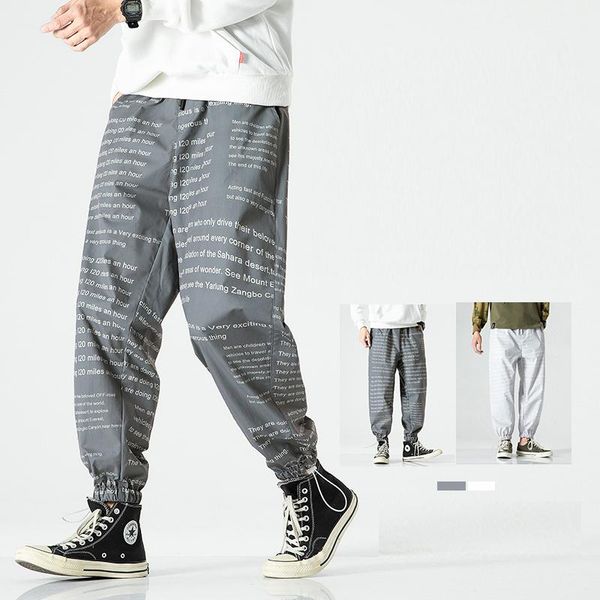 

men letter printed harem pants trousers streetwear punk cargo pant hip hop casual joggers hombre drop men's, Black