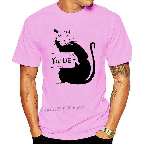 

you lie rat banksy men t shirt cool street art hipster graffiti 2021 short sleeve 100 % cotton for custom tee shirts men's t-shirts, White;black