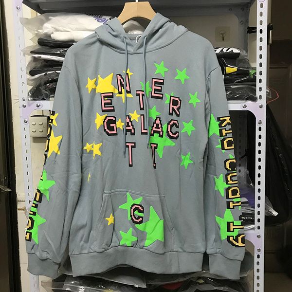

men's hoodies & sweatshirts male and female flea fashionable sweatshirt, cudi hoodie digite galaxy c, yellow, green orescent stars cpfm, Black