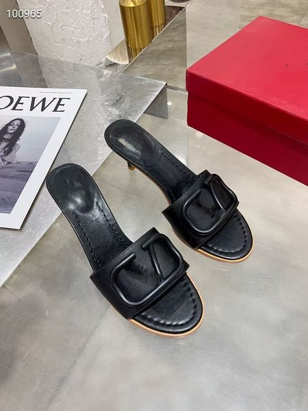

the new 2021 matte leather slippers with square lips, open-toed flats for women in sizes 35-42 mjjj0002, Black