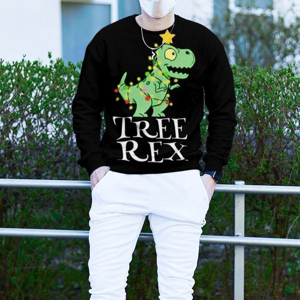 

men's christmas 3d long sleeve hoodless sweater cartoon little green dragon printed pattern clothing, White;black