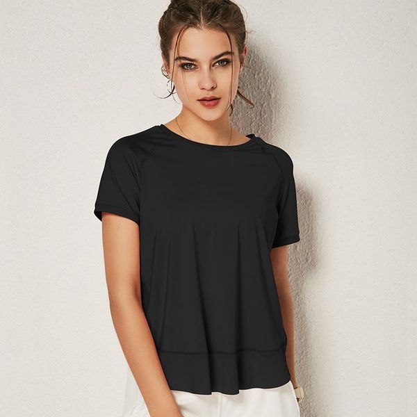 

yoga outfit women open back short sleeve sport t-shirt sports gym shirts workout running tank quick dry sportswear