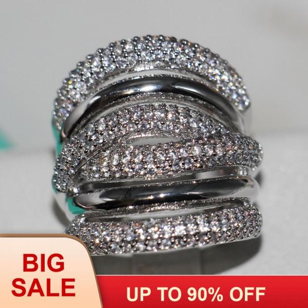 

wedding rings fashion jewelry vintage 236pcs gem 5a zircon stone 14kt white gold filled engagement band ring set sz 5-11, Slivery;golden