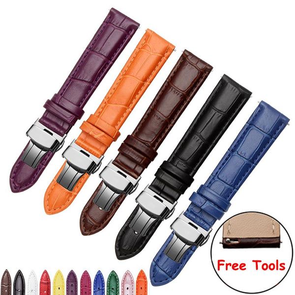 

watch bands 20mm 22mm colorful genuine leather watchbands classic style bracelet black red smart accessories fit samsung gear s2/s3, Black;brown