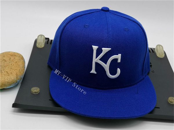 

ready stock 2021 fashion fitted caps kansas hip hop size hats letter kc baseball s flat peak for men women full closed, Blue;gray